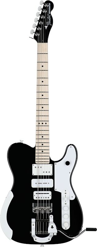 Fender Limited Edition Jack White Triplecaster Telecaster Electric Guitar, Maple Fingerboard (with Case), Black, Serial Number JW240978, Full Straight Front