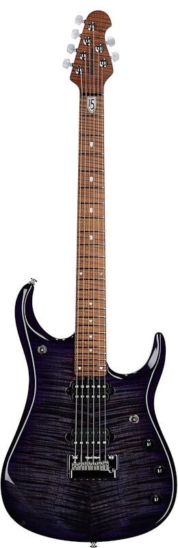Ernie Ball Music Man John Petrucci JP15 Electric Guitar (with Gig Bag), Purple Nebula Flame, Serial Number H08351, Full Straight Front