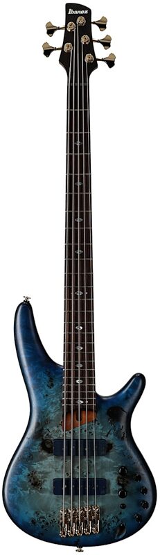 Ibanez SR6605 Prestige Electric Bass, 5-String (with Case), Ghost Fleet Blue, Serial Number 210001F2503154, Full Straight Front