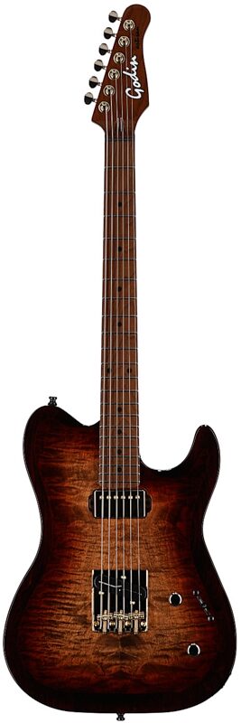 Godin Artisan TC Electric Guitar, Maple Fingerboard (with Case), Whiskey Burst, Serial Number 25314258, Full Straight Front