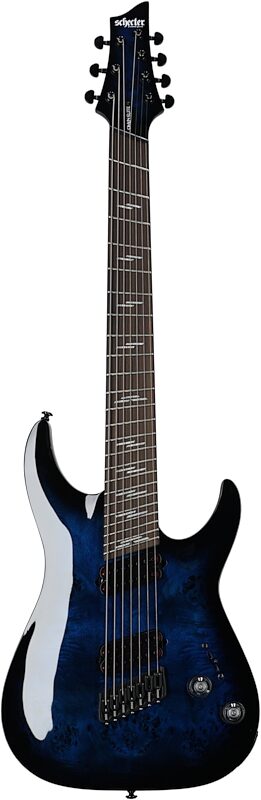 Schecter Omen Elite-7 Multiscale Electric Guitar, 7-String, Blue Burst, Full Straight Front