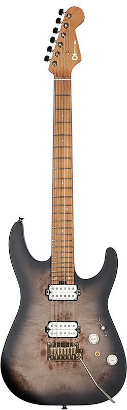 Charvel Pro-Mod DK24 HH 2PT CM Electric Guitar, with Maple Fingerboard, Transparent Black Burst, Full Straight Front