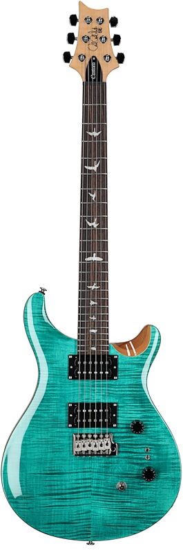 PRS Paul Reed Smith SE Custom 24-08 Electric Guitar (with Gig Bag), Turquoise, Blemished, Full Straight Front
