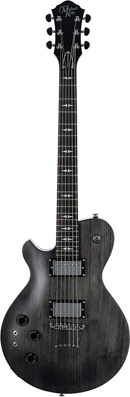 Michael Kelly Patriot Decree SB Open Pore Slim Body Electric Guitar, Left Handed, Transparent Black, Full Straight Front