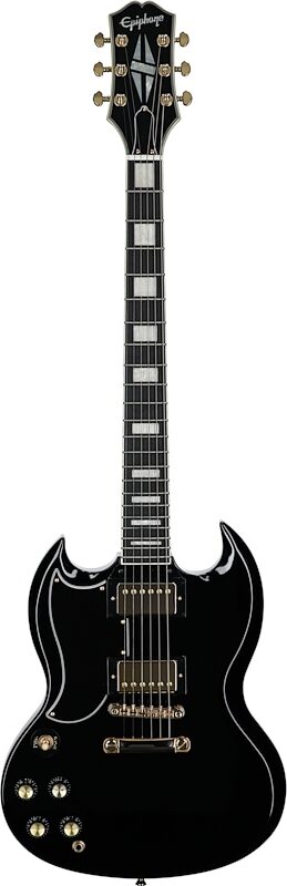 Epiphone Inspired by Gibson SG Custom Electric Guitar, Left-Handed (with Gig Bag), Ebony, Full Straight Front