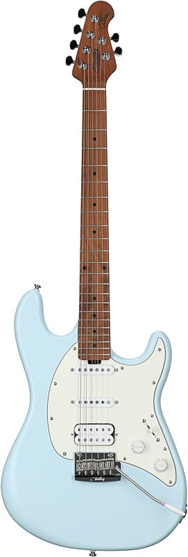 Sterling by Music Man CT50 Cutlass HSS Electric Guitar, Daphne Blue Satin, Full Straight Front