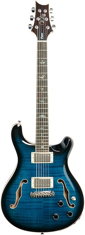 PRS Paul Reed Smith SE Hollowbody II Piezo Electric Guitar (with Case), Peacock Blue, Full Straight Front