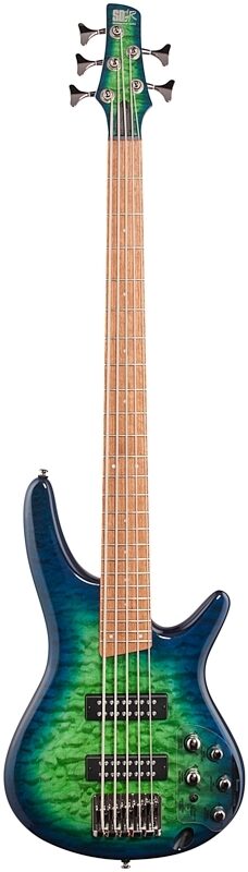 Ibanez SR405EQM Electric Bass, 5-String, Surreal Blue Burst, Full Straight Front