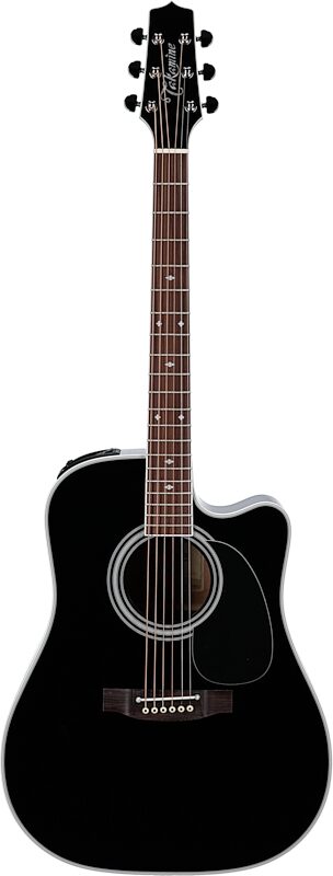 Takamine EF341SC Acoustic-Electric Guitar (with Case), Gloss Black, Full Straight Front