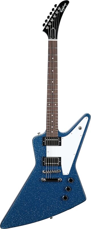 Epiphone Exclusive Explorer Electric Guitar, Blue Sparkle, Full Straight Front