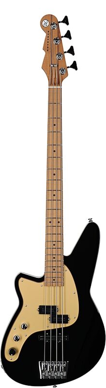 Reverend Decision P Electric Bass, Left-Handed, Midnight Black, Maple Fretboard, Full Straight Front