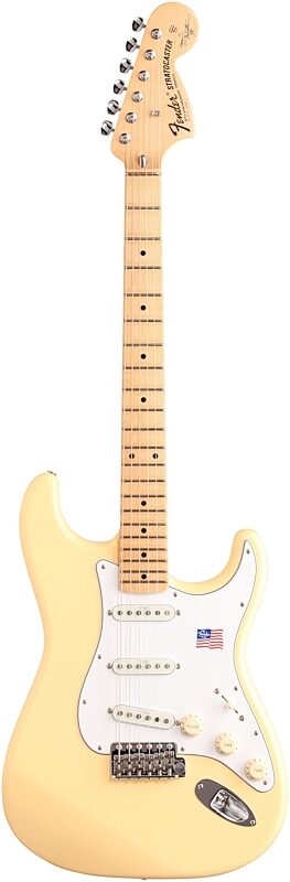 Fender Yngwie Malmsteen Stratocaster Electric Guitar (Maple with Case), Vintage White, Full Straight Front