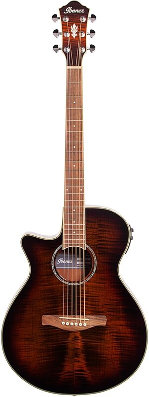 Ibanez AEG19LII Acoustic-Electric Guitar, Left Handed, Tiger Burst, Full Straight Front