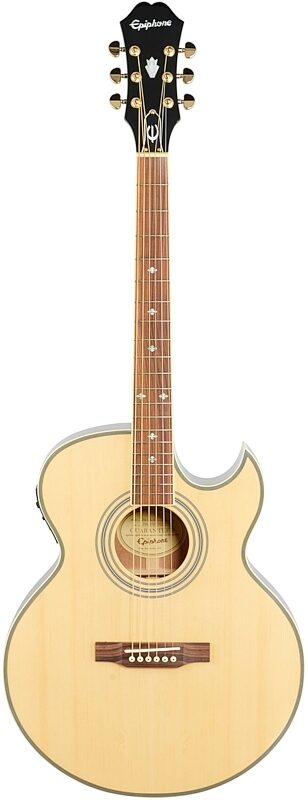 Epiphone PR5-E Compact Jumbo Cutaway Acoustic-Electric Guitar, Natural, Full Straight Front