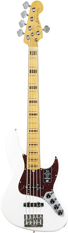 Fender American Ultra Jazz V Electric Bass, Maple Fingerboard (with Case), Arctic Pearl, Full Straight Front