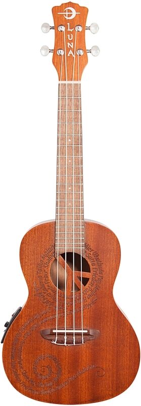Luna Peace Acoustic-Electric Concert Ukulele (with Gig Bag), New, Full Straight Front