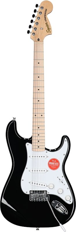 Squier Affinity Stratocaster Electric Guitar, with Maple Fingerboard, Black, Full Straight Front