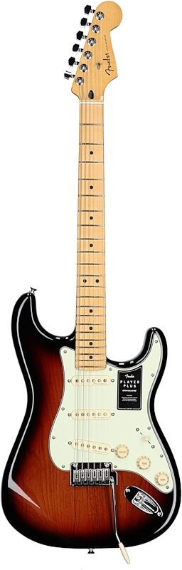 Fender Player Plus Stratocaster Electric Guitar, Maple Fingerboard (with Gig Bag), 3-Color Sunburst, Full Straight Front