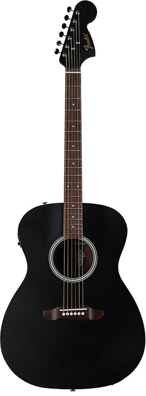 Fender Monterey Standard Acoustic-Electric Guitar (with Gig Bag), Black Top, Full Straight Front