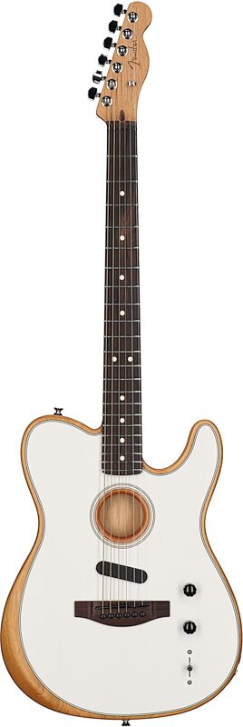 Fender Acoustasonic Player Telecaster Electric Guitar (with Gig Bag), Arctic White, Full Straight Front
