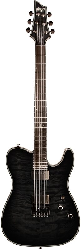 Schecter Hellraiser Hybrid PT Electric Guitar, Transparent Black Burst, Full Straight Front