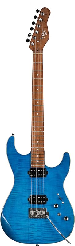 Michael Kelly 1962 Flame Electric Guitar, Trans Blue, Scratch and Dent, Full Straight Front