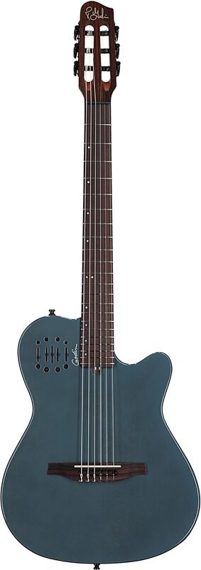 Godin Multiac Mundial Classical Acoustic-Electric Guitar (with Gig Bag), Arctic Blue, Full Straight Front