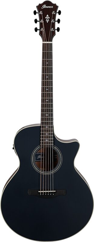 Ibanez AE100 Acoustic-Electric Guitar, Dark Tide Blue Flat, Full Straight Front