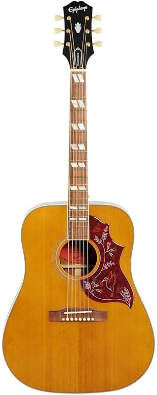 Epiphone Hummingbird Acoustic-Electric Guitar, Aged Natural Antique, Blemished, Full Straight Front