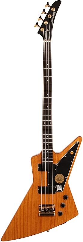Epiphone Korina Explorer Electric Bass, Natural, Full Straight Front