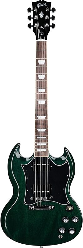Gibson SG Standard Custom Color Electric Guitar (with Soft Case), Transparent Teal, Full Straight Front