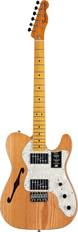 Fender American Vintage II 1972 Telecaster Thinline Electric Guitar, Maple Fingerboard (with Case), Natural, Full Straight Front