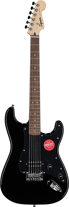 Squier Sonic Stratocaster Hard Tail Laurel Neck Electric Guitar, Black, Full Straight Front