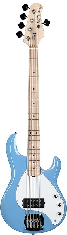 Sterling by Music Man StingRay 5 Electric Bass, 5-String, Chopper Blue, Full Straight Front
