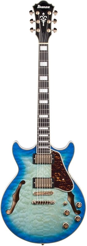 Ibanez Artcore Expressionist AM93QM Semi-Hollowbody Electric Guitar, Jet Blue Burst, Full Straight Front