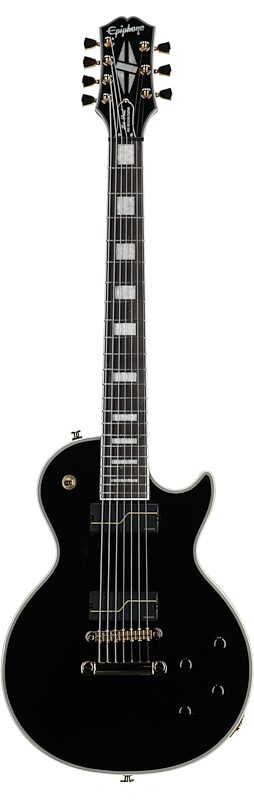 Epiphone Matt Heafy Les Paul Custom Origins Electric Guitar, 7-String (with Case), Ebony, Full Straight Front