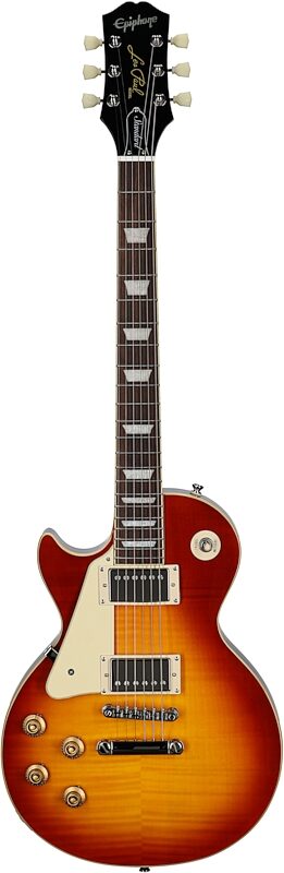 Epiphone Inspired by Gibson Les Paul Standard Electric Guitar, Left-Handed (with Gig Bag), Washed Cherry Sunburst, Full Straight Front