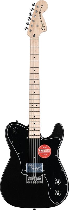 Squier Paranormal Esquire Deluxe Electric Guitar, Maple Fingerboard, Metallic Black, Full Straight Front