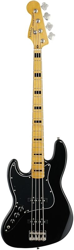 Squier Classic Vibe '70s Jazz Electric Bass, Left-Handed (with Maple Fingerboard), Black, Full Straight Front