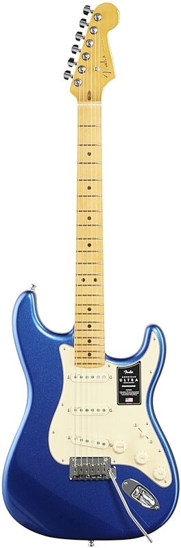 Fender American Ultra Stratocaster Electric Guitar, Maple Fingerboard (with Case), Cobra Blue, Full Straight Front