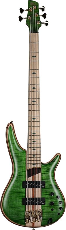 Ibanez SR5FMDX Premium Electric Bass, 5-String (with Gig Bag), Emerald Green, Blemished, Full Straight Front