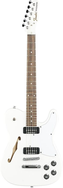 Fender Jim Adkins JA90 Telecaster Thinline Electric Guitar, with Laurel Fingerboard, Arctic White, Full Straight Front