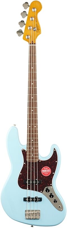 Squier Classic Vibe '60s Jazz Electric Bass, with Laurel Fingerboard, Daphne Blue, Full Straight Front