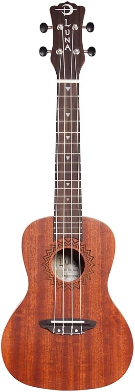 Luna Concert Ukulele Vintage Mahogany, With Tuner and Bag, Full Straight Front