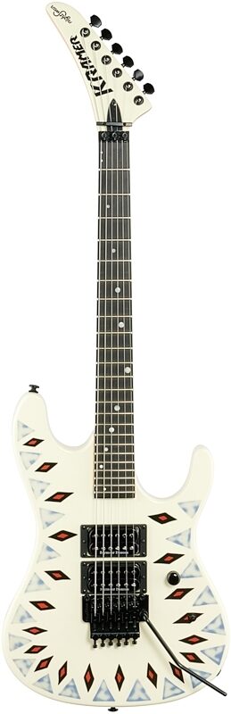 Kramer Nightswan Electric Guitar, Vintage White Aztec Marble, Custom Graphics, Full Straight Front