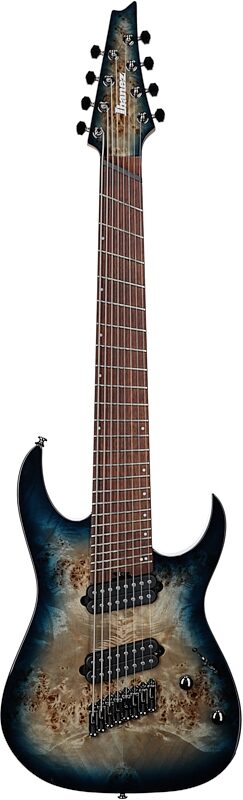 Ibanez RGMS8PB Multi-scale Electric Guitar, 8-String, Cosmic Blue Sunburst, Full Straight Front
