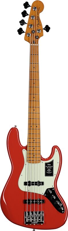 Fender Player Plus V Jazz Electric Bass, Maple Fingerboard (with Gig Bag), Fiesta Red, Full Straight Front