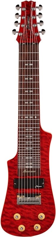 Vorson LT-230-8 Active Lap Steel Guitar, 8-String (with Gig Bag), Transparent Red Quilt, Full Straight Front