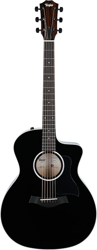 Taylor 214ce Plus Grand Auditorium Acoustic-Electric Guitar Black, Black, Full Straight Front