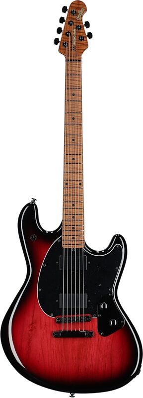 Ernie Ball Music Man StingRay HT Electric Guitar (with Case), Raspberry Burst, Full Straight Front